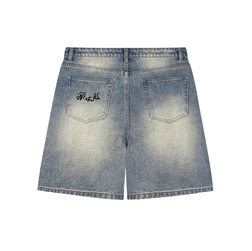Faded Distressed Baggy Denim Shorts
