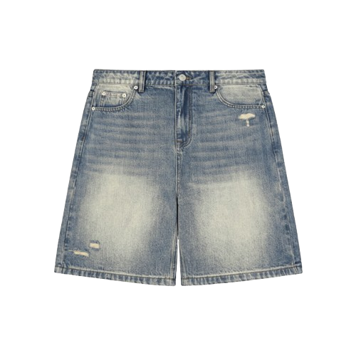 Faded Distressed Baggy Denim Shorts